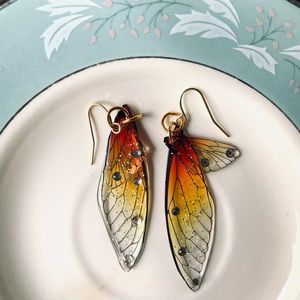 monarch butterfly earrings with rhinestones